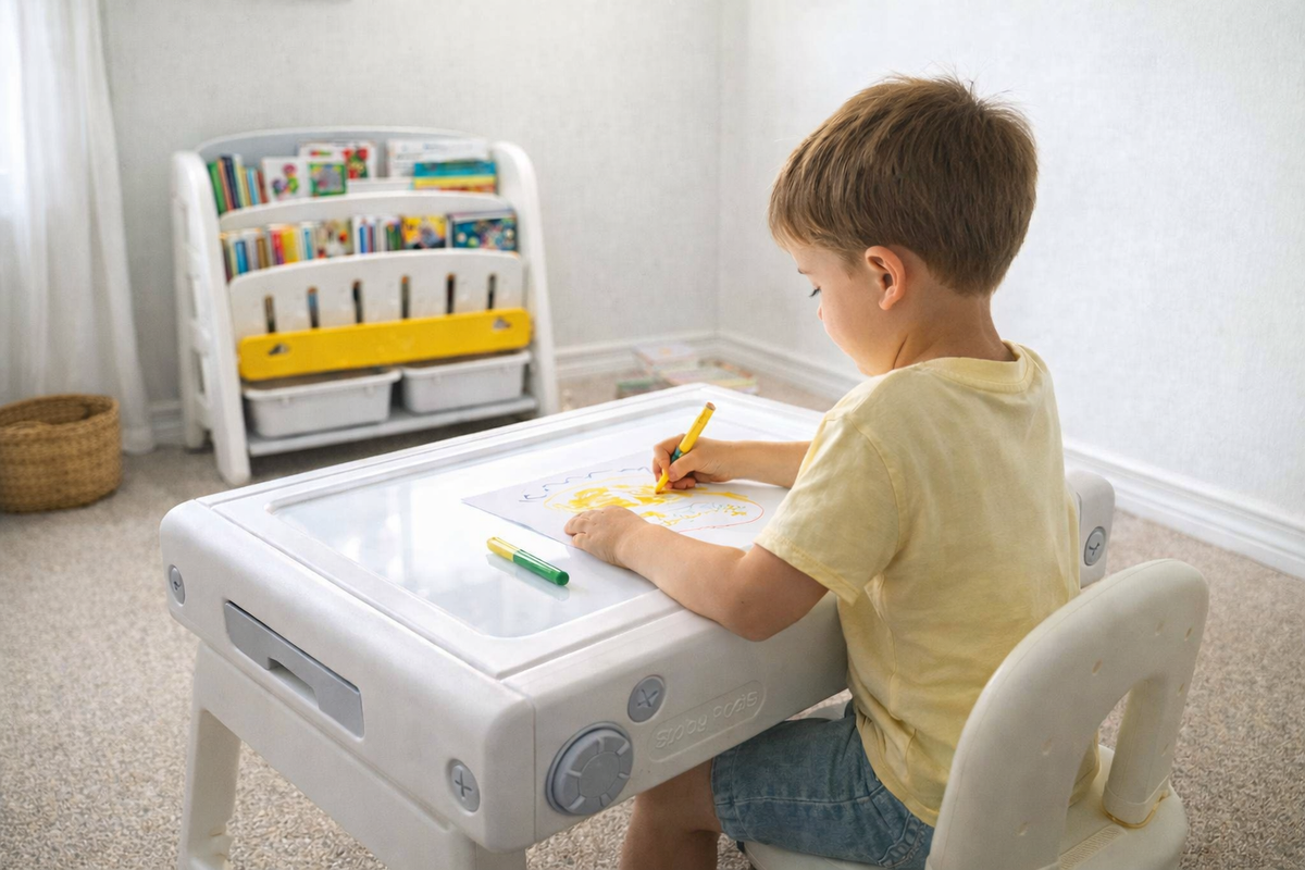 Niño dibujando en un mesa